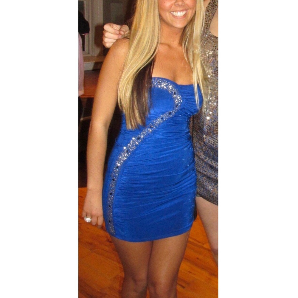 Charolette Russe royal blue strapless dress